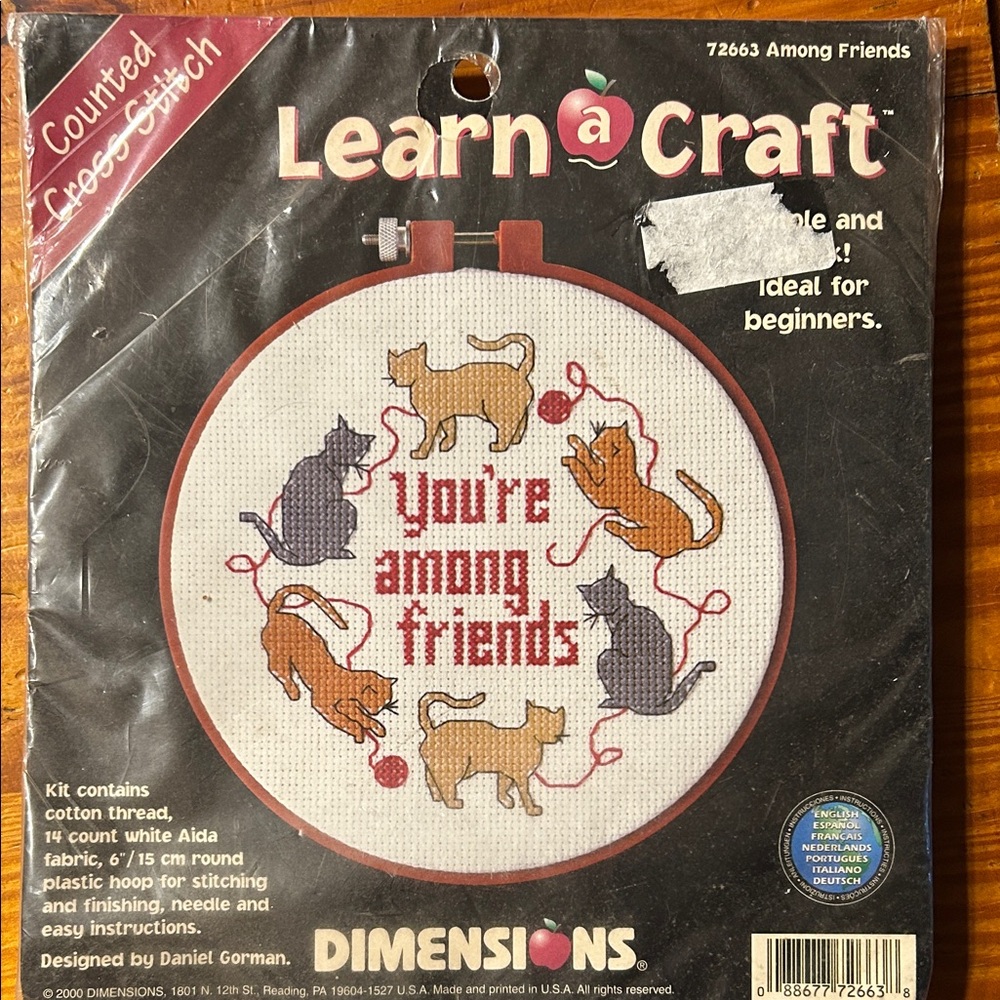 Dimensions Cat Cross Stitch Kit - Red, Brown, Black